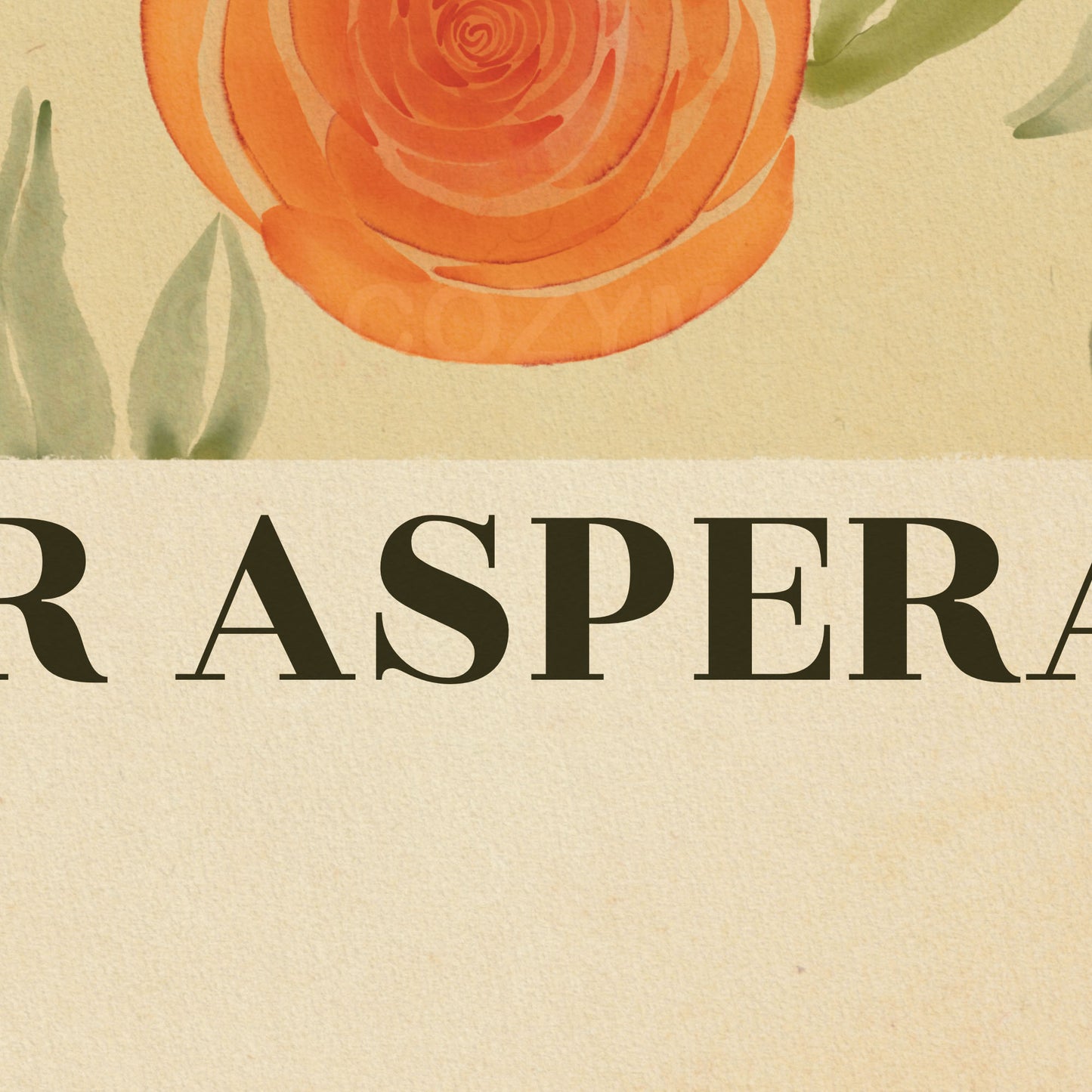 ad astra per aspera poster in beige, green, yellow and orange floral art.