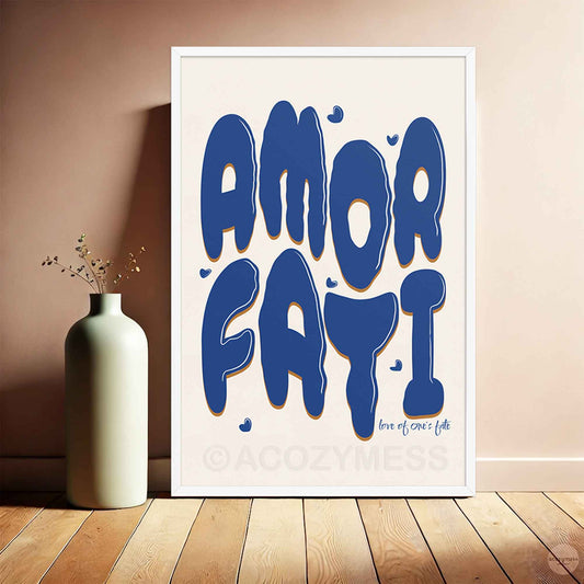 amor fati poster in white frame