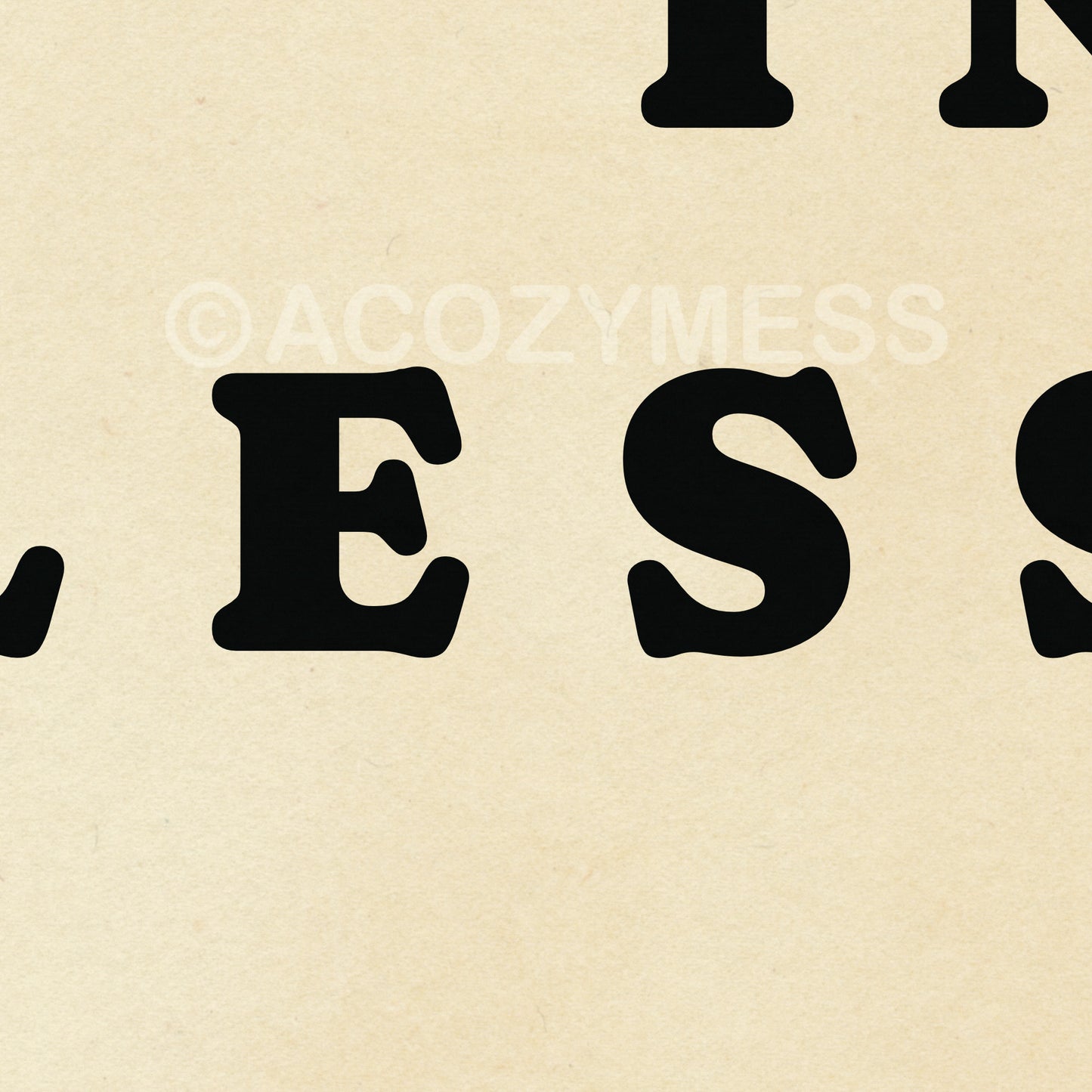 Close-up view of Florence Scovel Shinn quote poster reading “Endless good now comes to me in endless ways” in black typography on a beige background, showing texture and font detail.