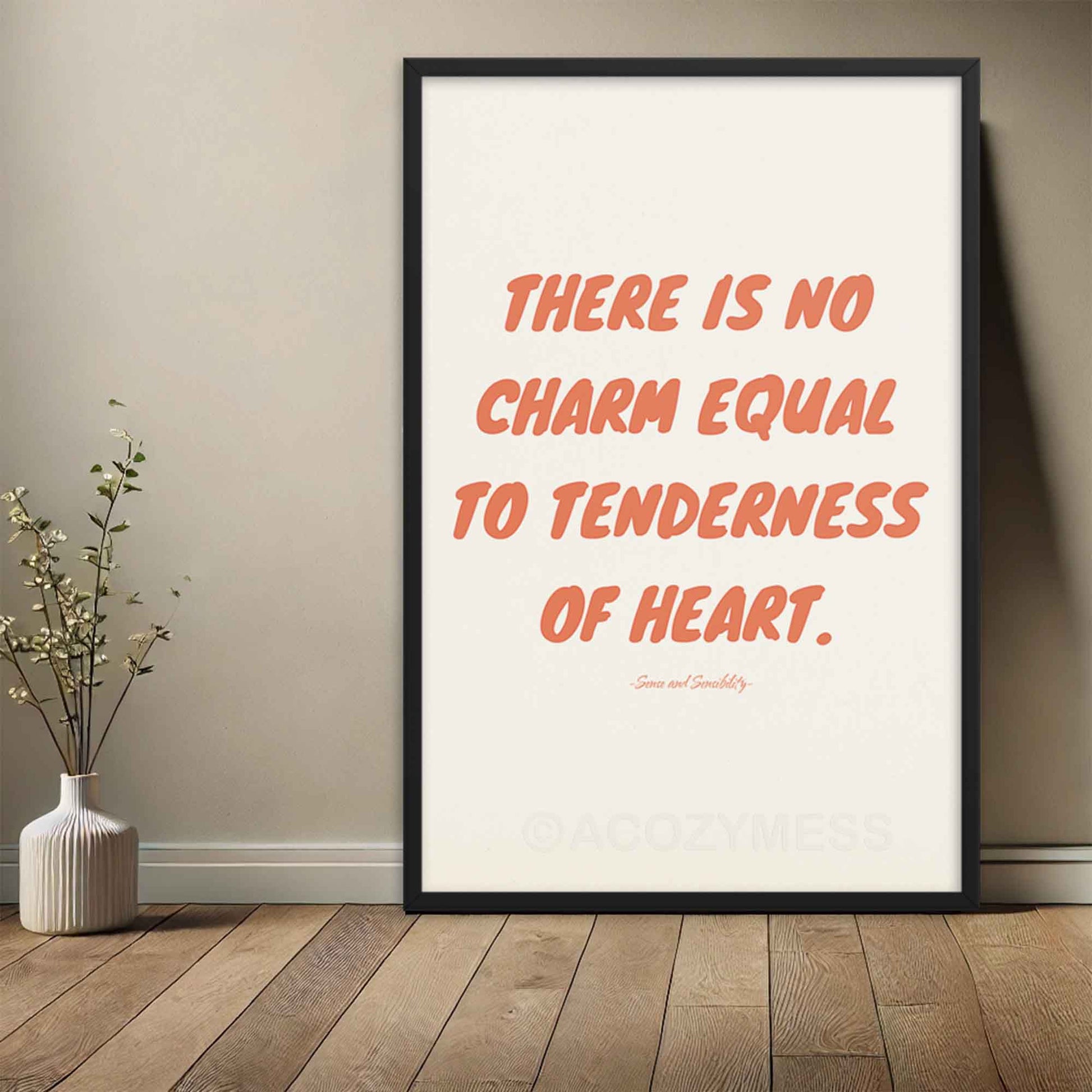 Jane Austen quote poster in black frame