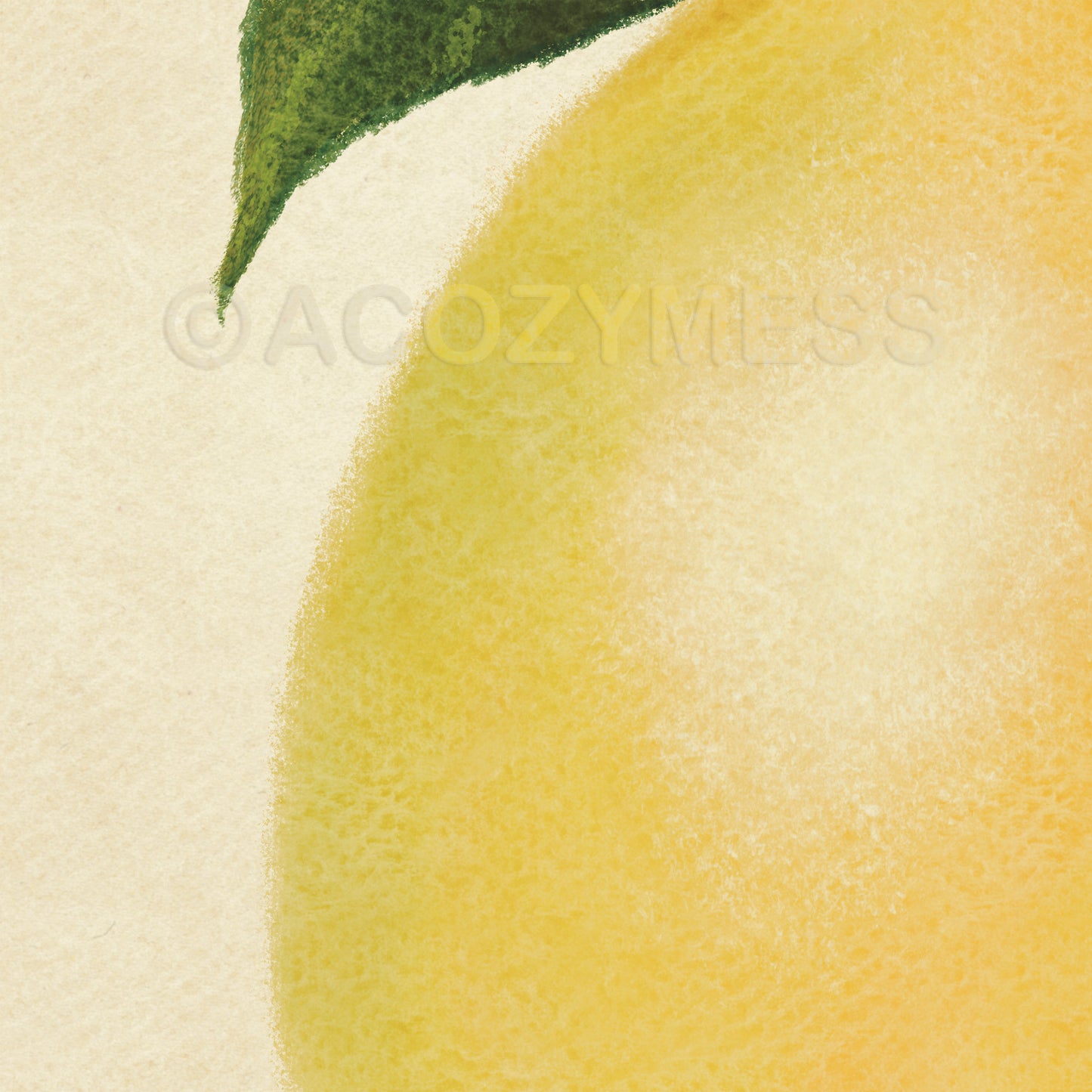 Close-up of a yellow lemon with a green leaf on a beige background