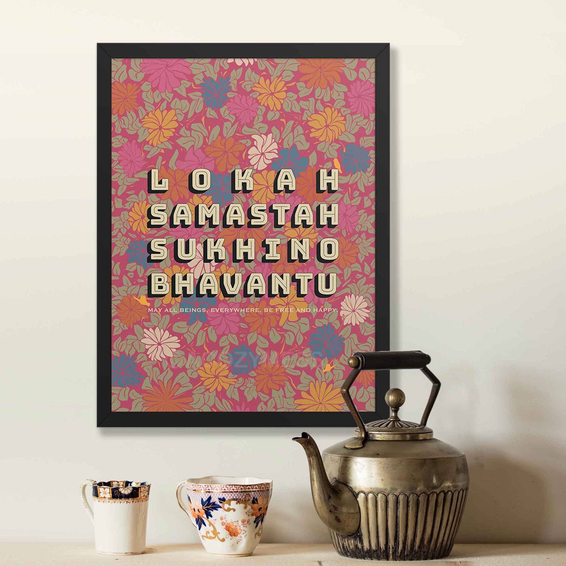 Lokah Samastah Sukhino Bhavantu | Peace Mantra Poster | Meditation Chant Print - A Cozy Mess