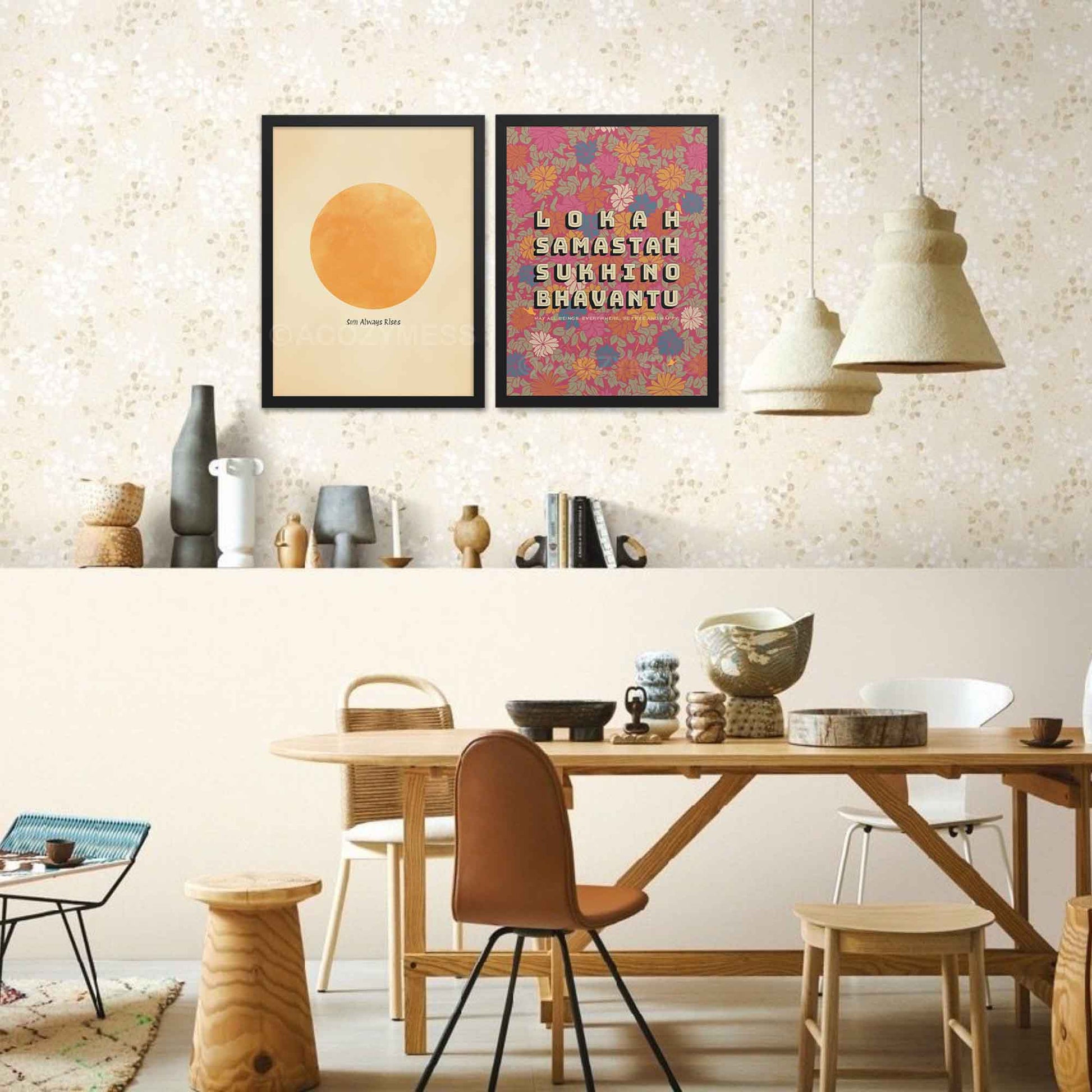 Lokah Samastah Sukhino Bhavantu | Peace Mantra Poster | Meditation Chant Print - A Cozy Mess