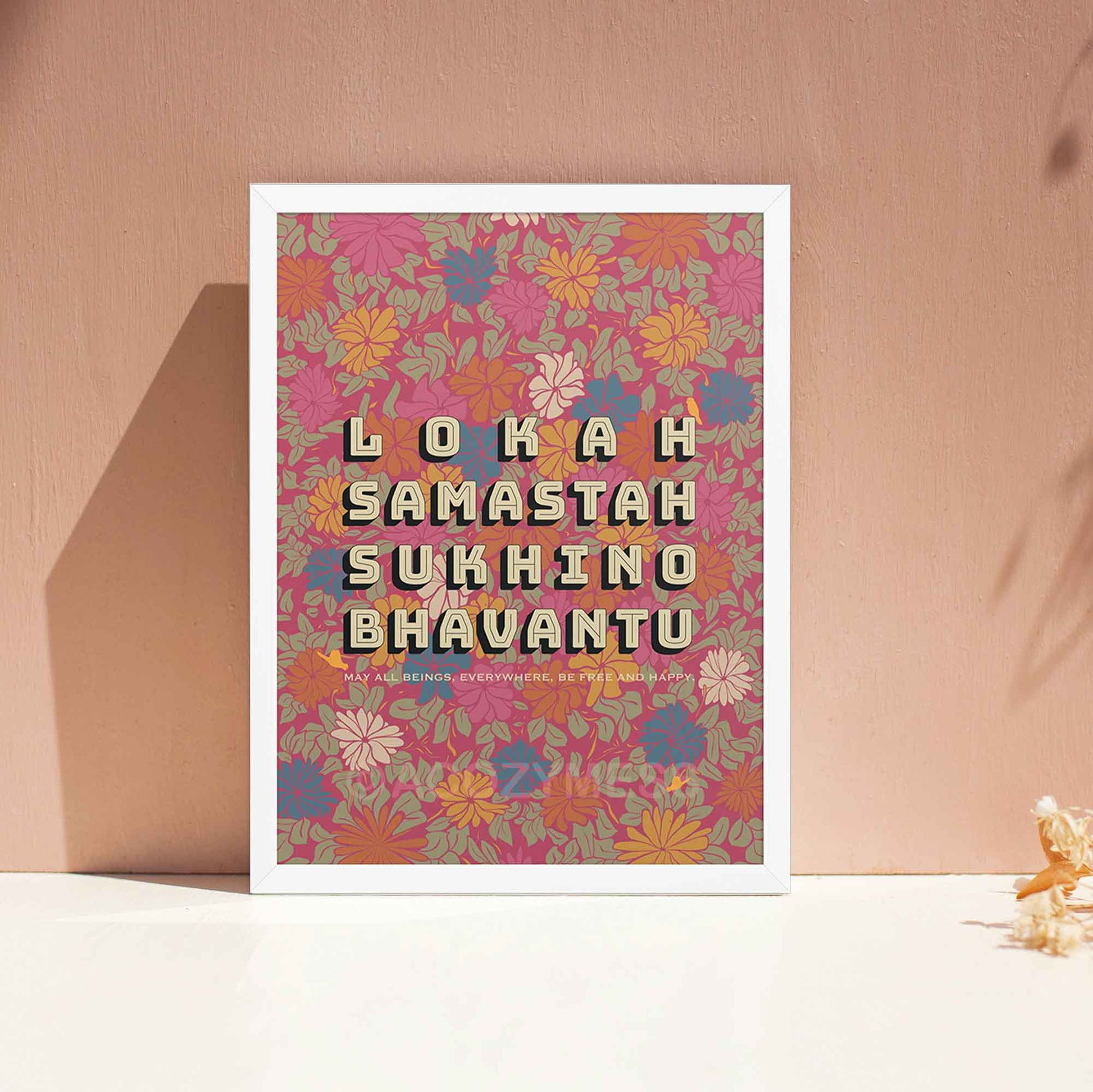 Lokah Samastah Sukhino Bhavantu | Peace Mantra Poster | Meditation Chant Print - A Cozy Mess