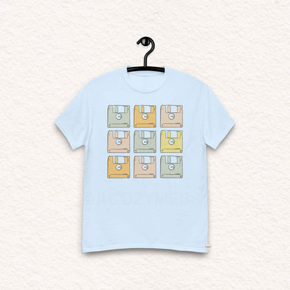 floppy disk art tech tshirt retro style in light blue color