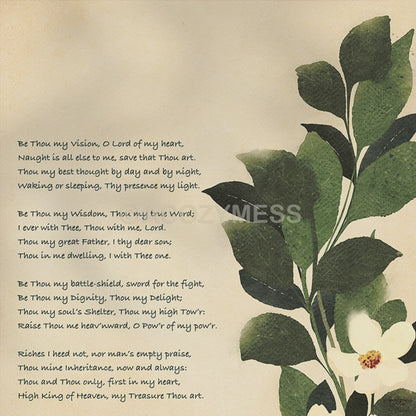 Be Thou My Vision Hymn Art Poster - Botanical Floral Christian Wall Decor