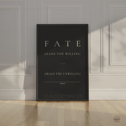Seneca Quote Poster on Fate | Stoic Philosophy Wall Art for Study and Office