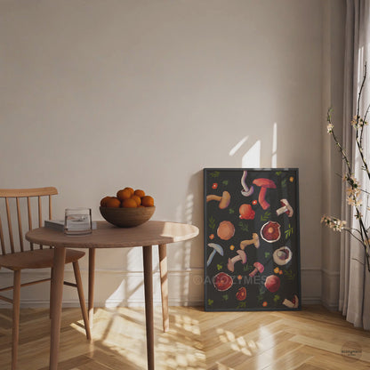 Mushroom Poster | Nature Print for Kitchen, Dining Room & Cottagecore Decor