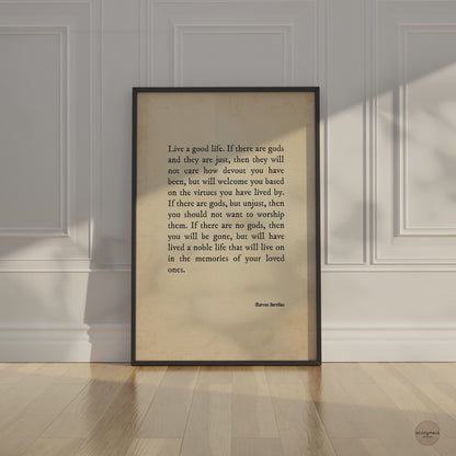 Live a Good Life – Marcus Aurelius Print | Stoic Philosophy Poster | Inspirational Gift