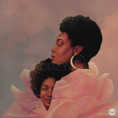 Mother and Daughter Wall Art | African American Artwork |  Black Women Floral Art