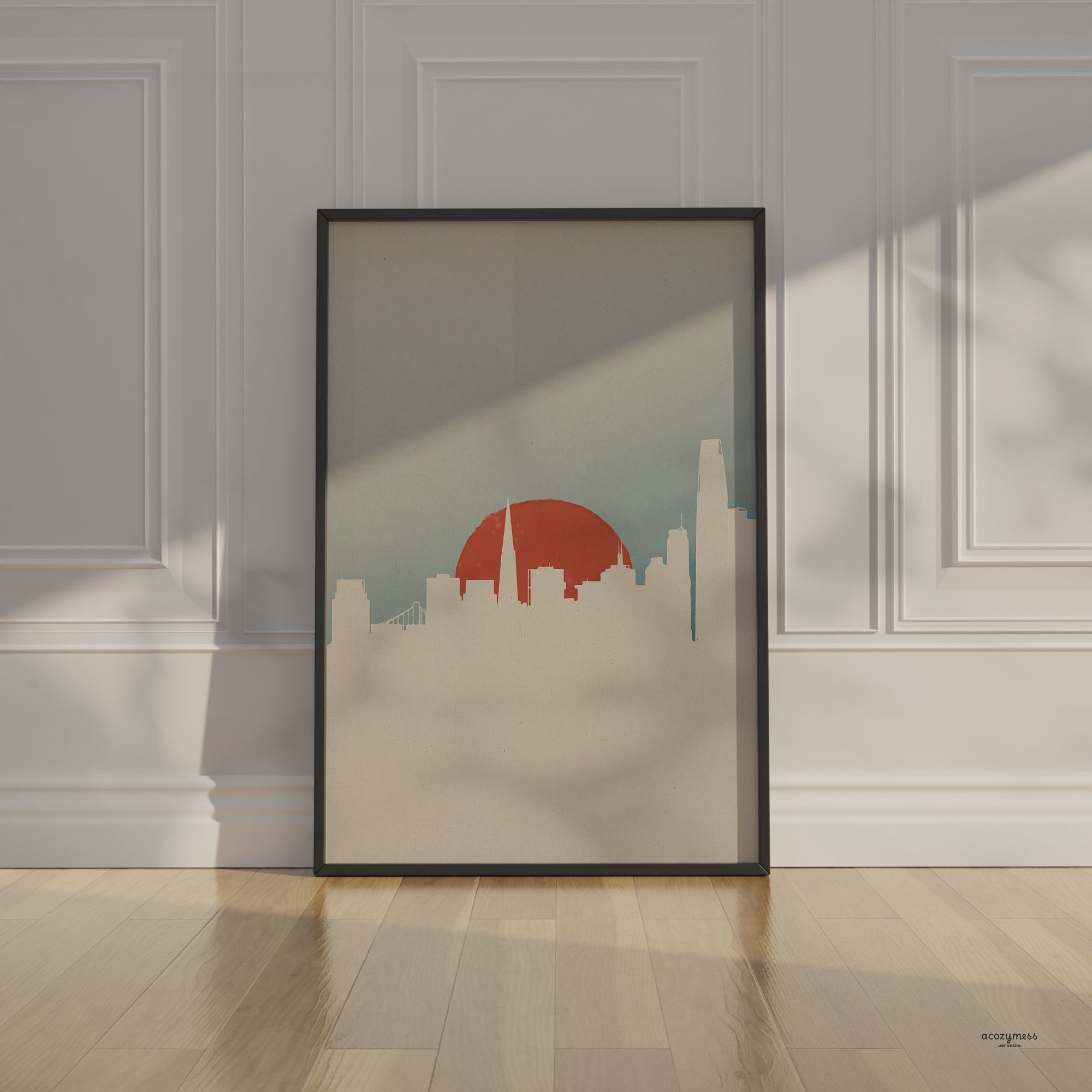 San Francisco Art Poster in black frame.