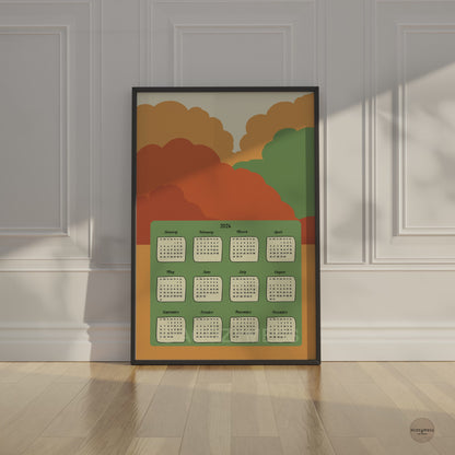 2026 Calendar Yearly | One Page Calendar Poster | Abstract Nature Edition