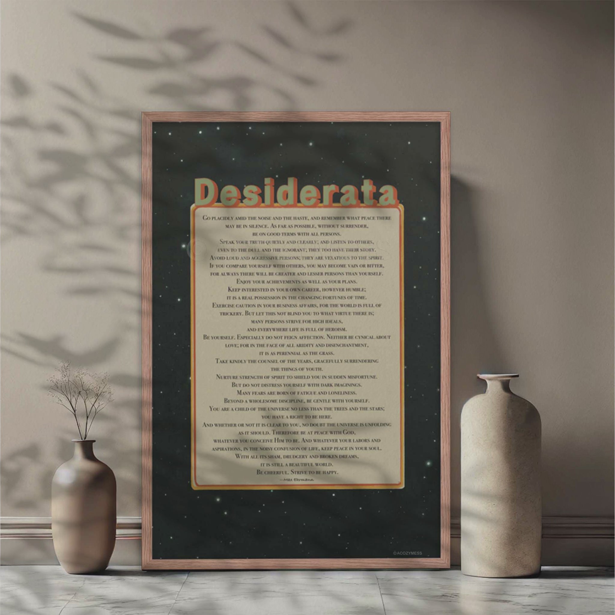 Desiderata print framed