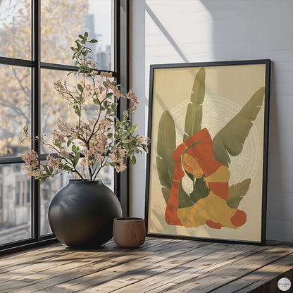 Yoga room art in black frame