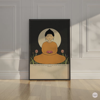 The Path Is Inward – Woman Buddha Meditation Poster with Quote by Meister Eckhart  | Zen Art