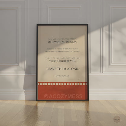 Marc Aurèle sur l'opinion Stoïcienne Citation Art mural