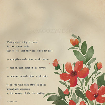 George Eliot quote on joined for life with floral art.