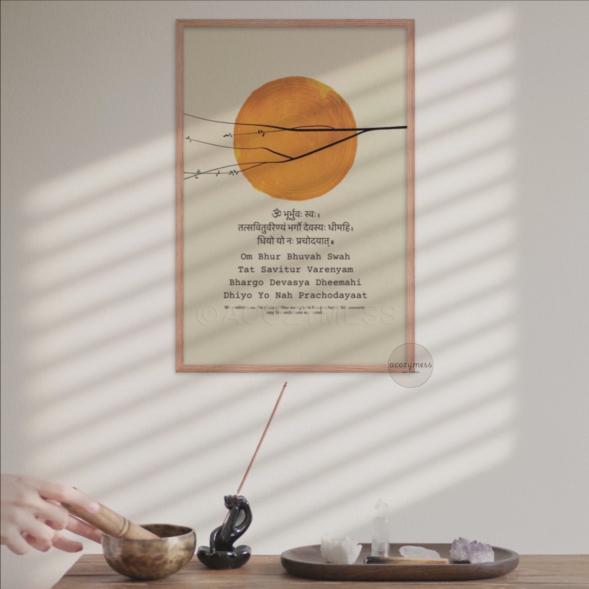 gayatri mantra sun art print for spiritual space decor