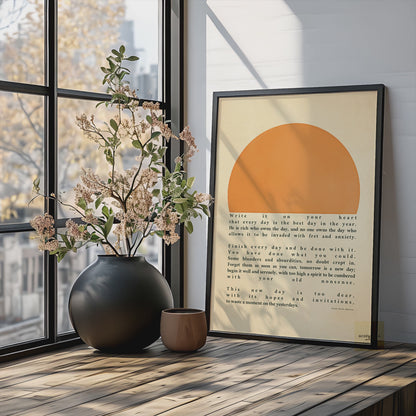 Ralph Waldo Emerson Inspirational Poster | Sun Art Wall Decor | Motivational Quote Print