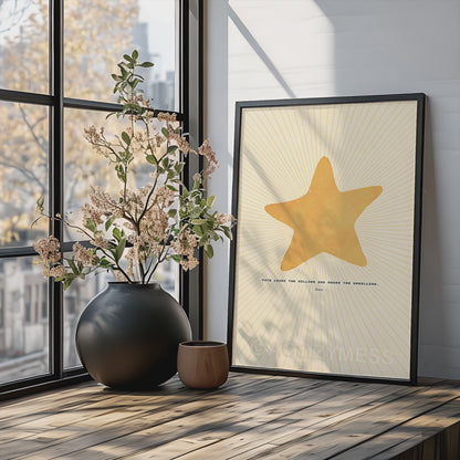 Seneca Quote Poster on Fate | Stoic Philosophy Wall Art with Star Illustration | Motivational Poster