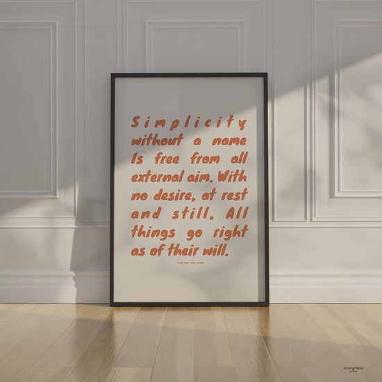 Zen Philosophy quote poster in black frame.