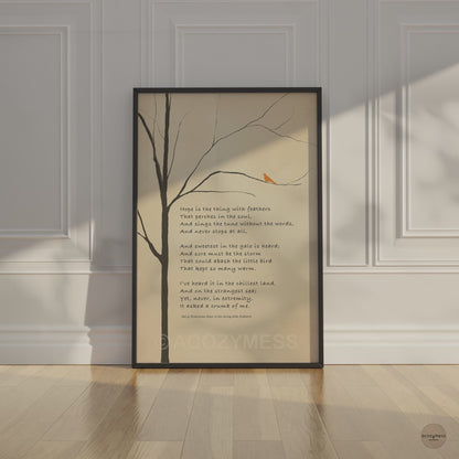 Hope is the thing with Feathers Poem | Emily Dickinson Poetry Poster | Literary Poem Prints