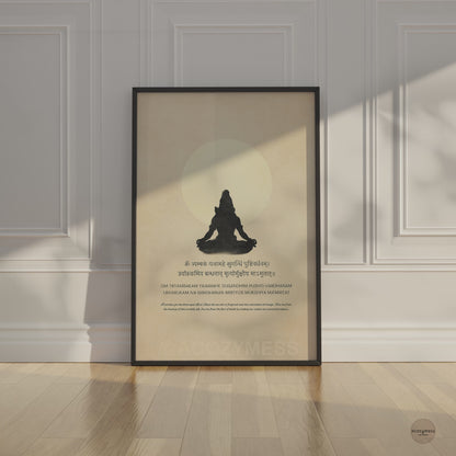 Maha Mrityunjaya Mantra Wall Art | Minimalist Shiva Meditation Print