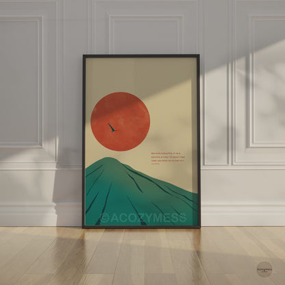 Marcus Aurelius On Beauty & Praise Stoic Art Poster - Minimalist Mountain & Sun Wall Decor