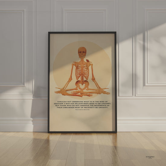 Marcus Aurelius Quote Poster with skeleton art.