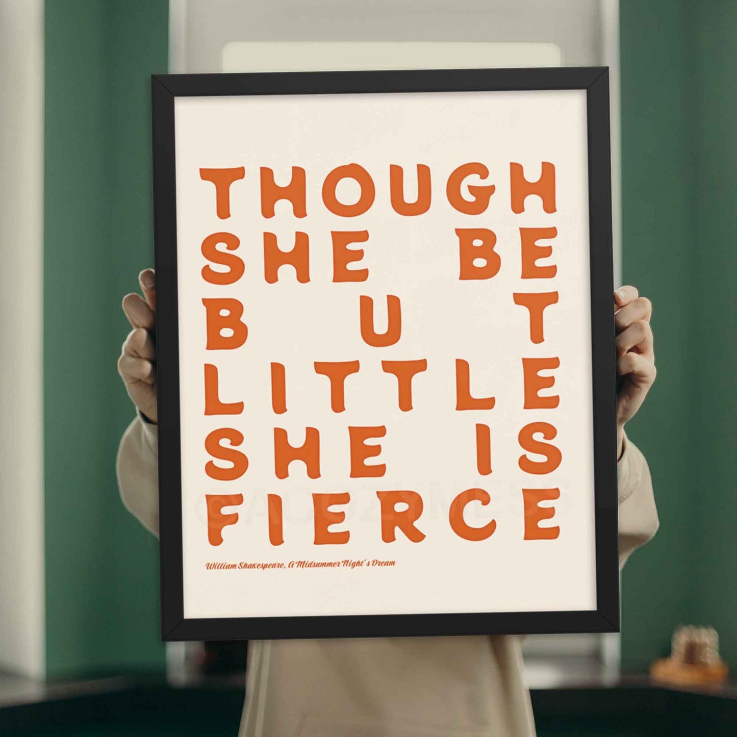 Shakespeare Poster, Though she be but little she is fierce Poster, Girls Room Wall Decor, Literary Poster