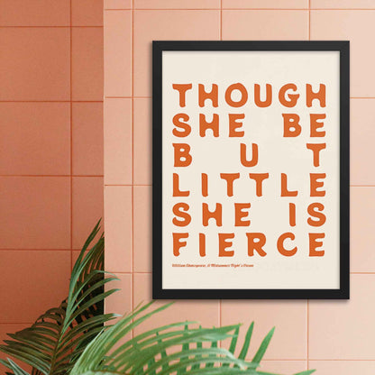 Shakespeare Poster, Though she be but little she is fierce Poster, Girls Room Wall Decor, Literary Poster - A Cozy Mess