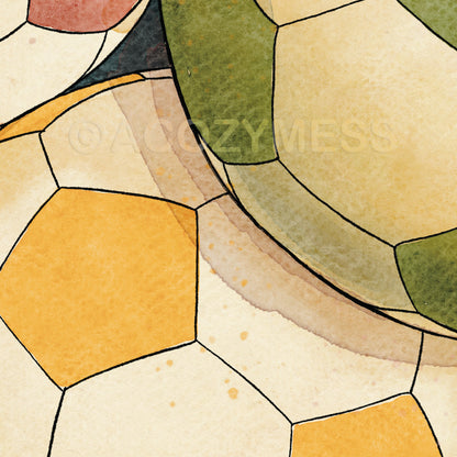 Close-up of soccer wall art
