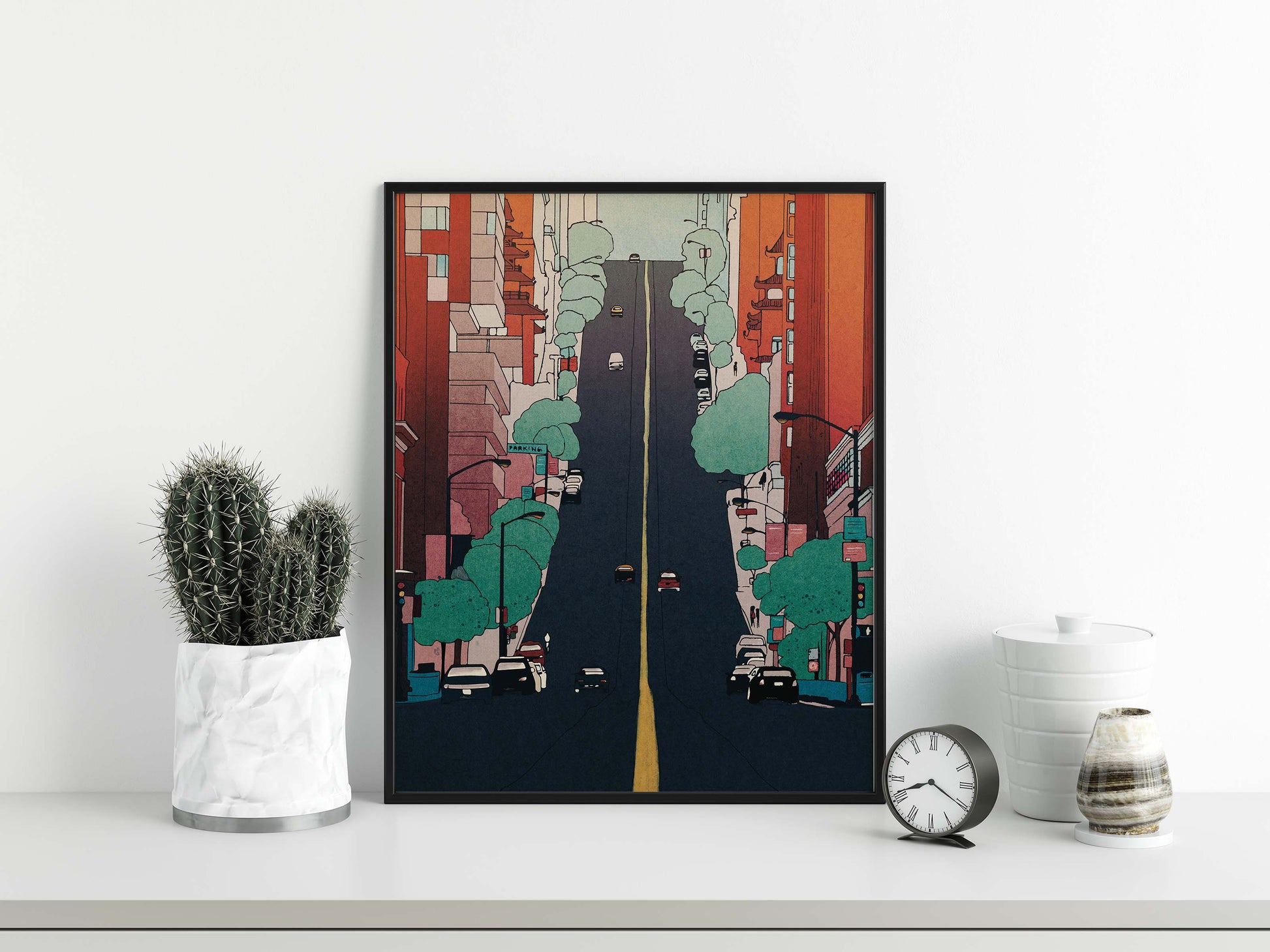 A colorful San Francisco Street art poster mockup