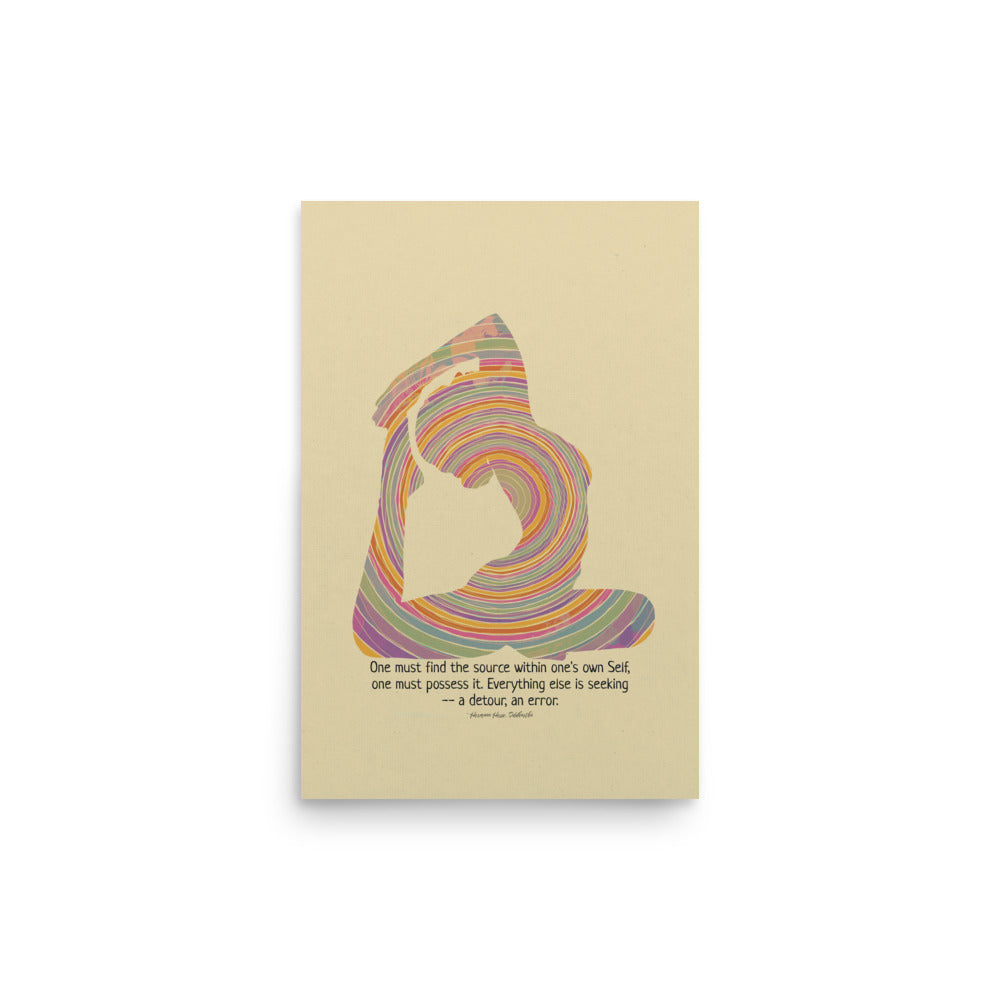 Colorful yoga Pose & a quote by Hermann Hesse, Siddhartha 12x18"