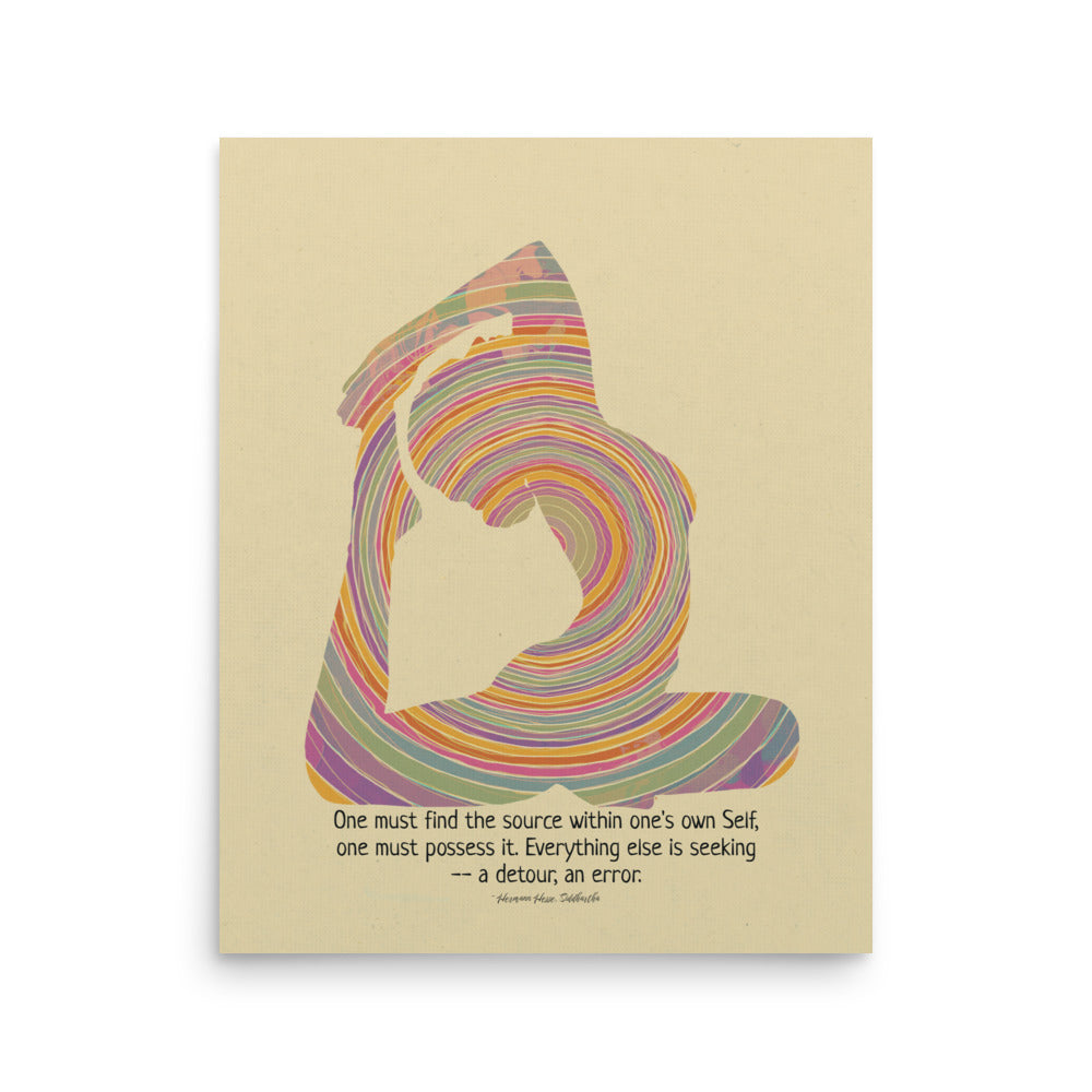 Colorful yoga Pose & a quote by Hermann Hesse, Siddhartha 16x20"