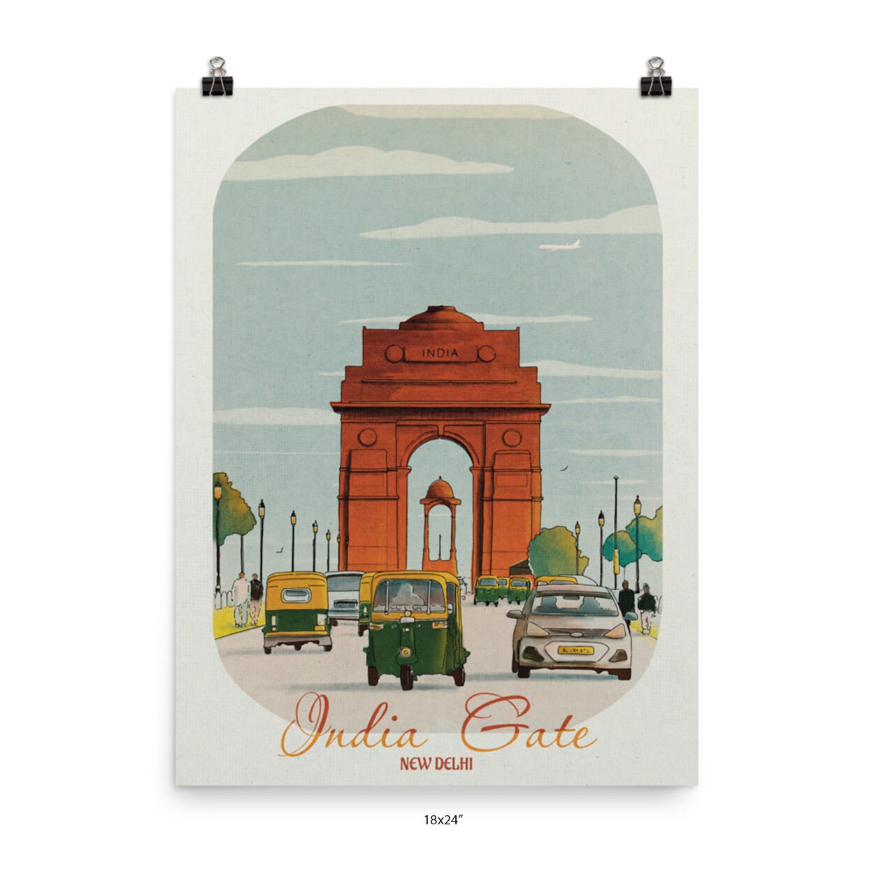 India Gate, New Delhi India Poster, Travel Art Prints & Posters