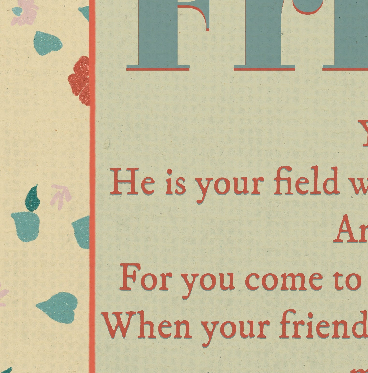 Friendship Poster, Friendship Gift, On Friendship Kahlil Gibran Print