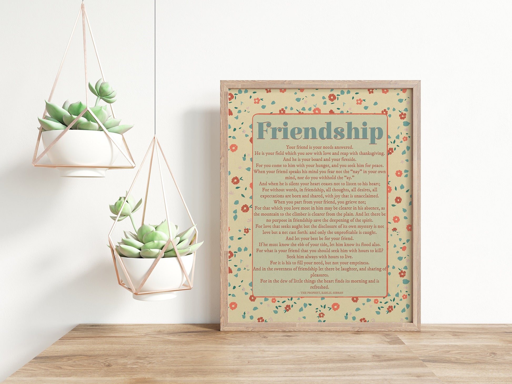 Friendship Poster, Friendship Gift, On Friendship Kahlil Gibran Print