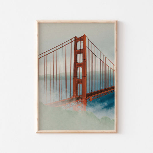 Golden Gate Bridge Poster, California Art Print, Travel Posters, Canvas Prints & Framed Posters
