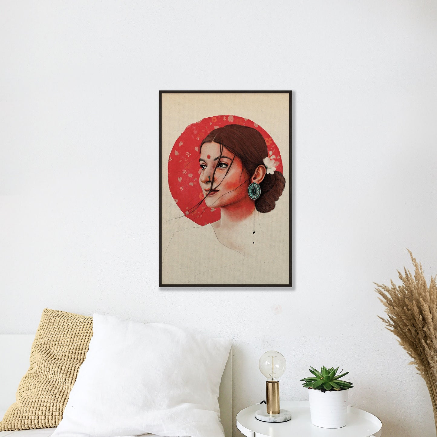 Woman Wall Art, Indian Woman Wall Art Print, Woman with Bindi Art, Indian Home decor