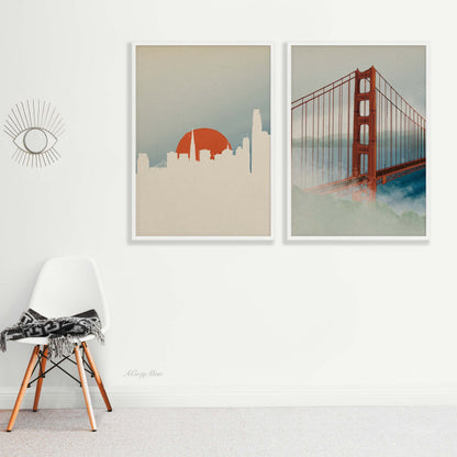 Golden Gate Bridge Poster, California Art Print, Travel Posters, Canvas Prints & Framed Posters