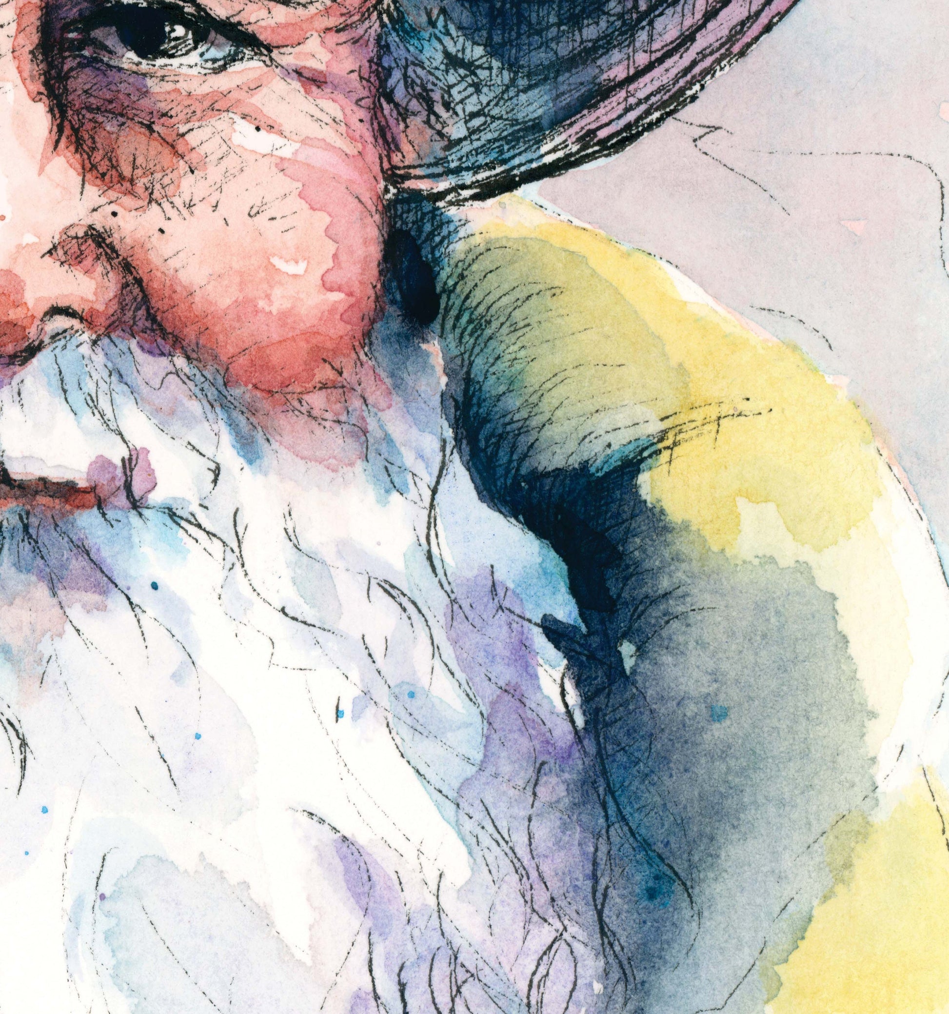 loose watercolor portrait of an old man