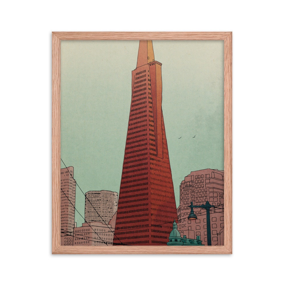 San Francisco Poster, Transamerica Pyramid Art Poster, City Posters,  Framed Art