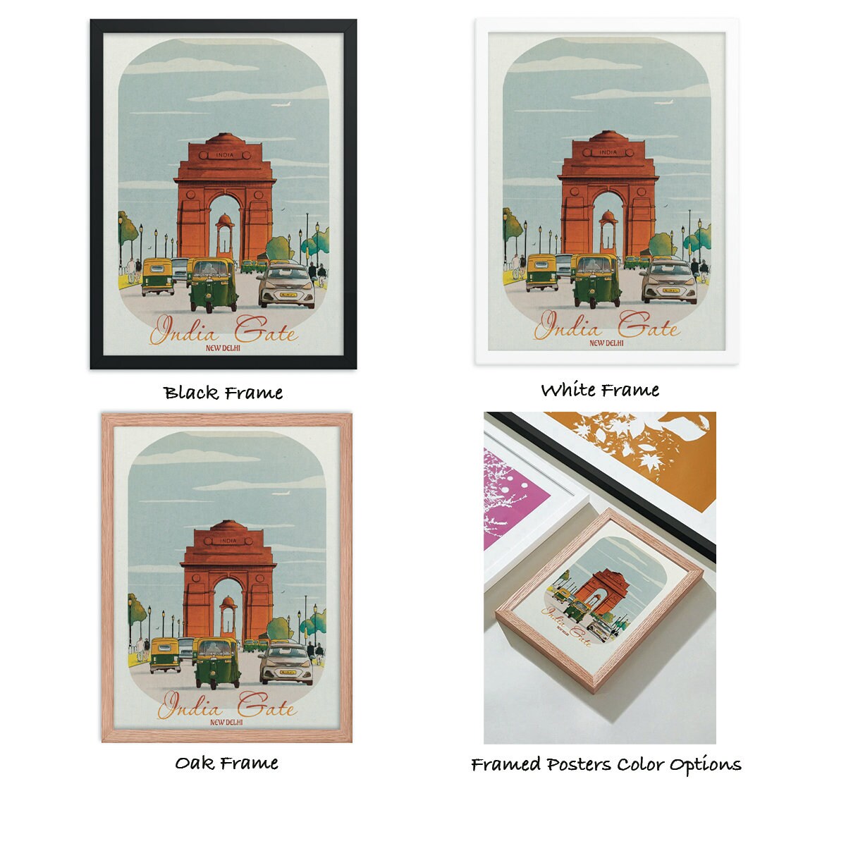 India Gate, New Delhi India Poster, Travel Art Prints & Posters