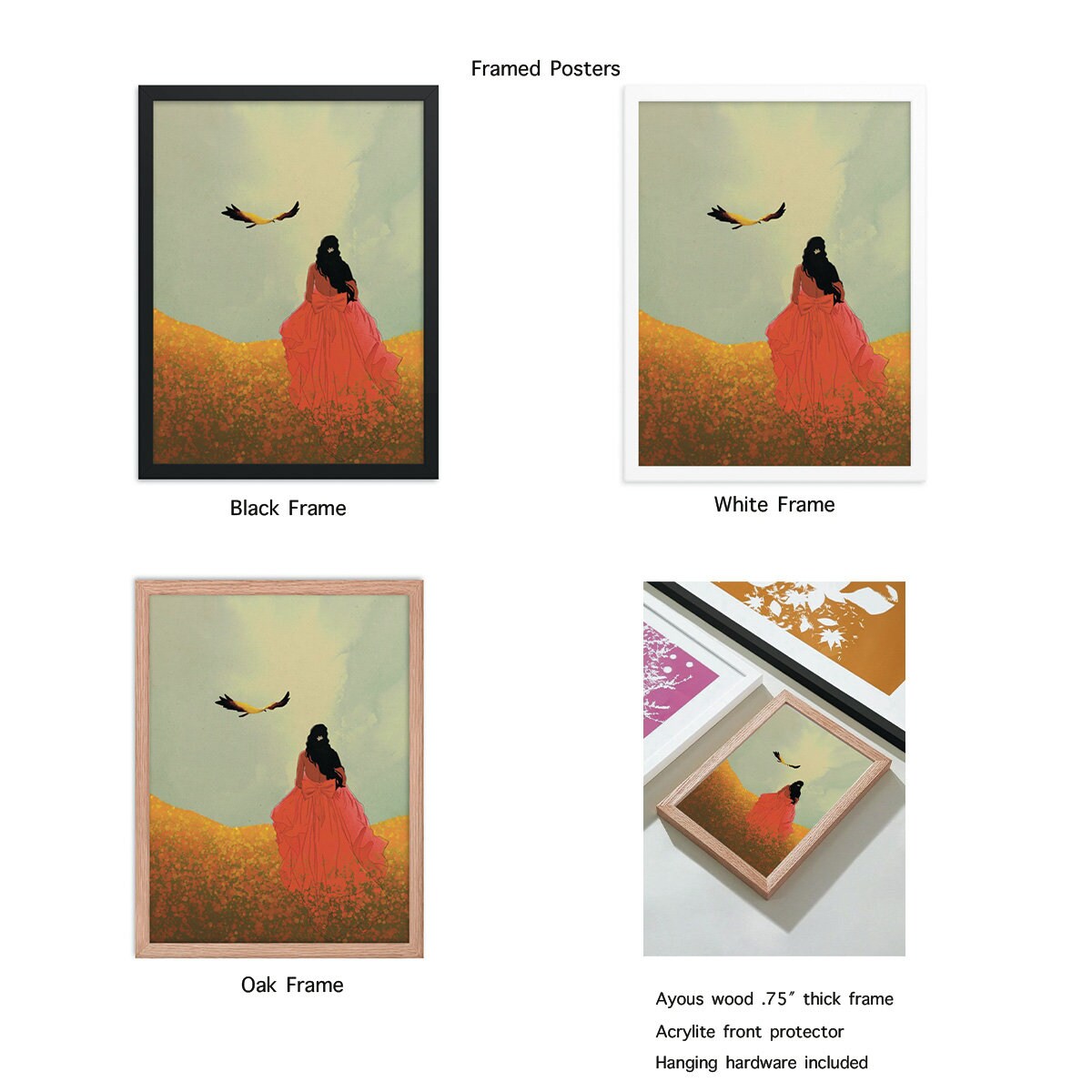 Woman Wall Art, Flower Field, ArtPrints/Framed Prints/Canvas