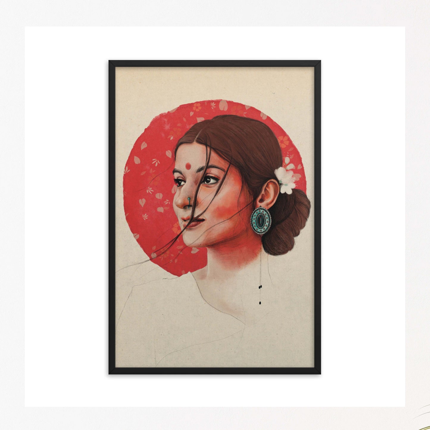 Woman Wall Art, Indian Woman Wall Art Print, Woman with Bindi Art, Indian Home decor