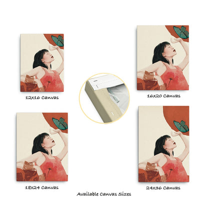 Girl with Butterfly Art Print, Girl Poster, Woman Art Poster