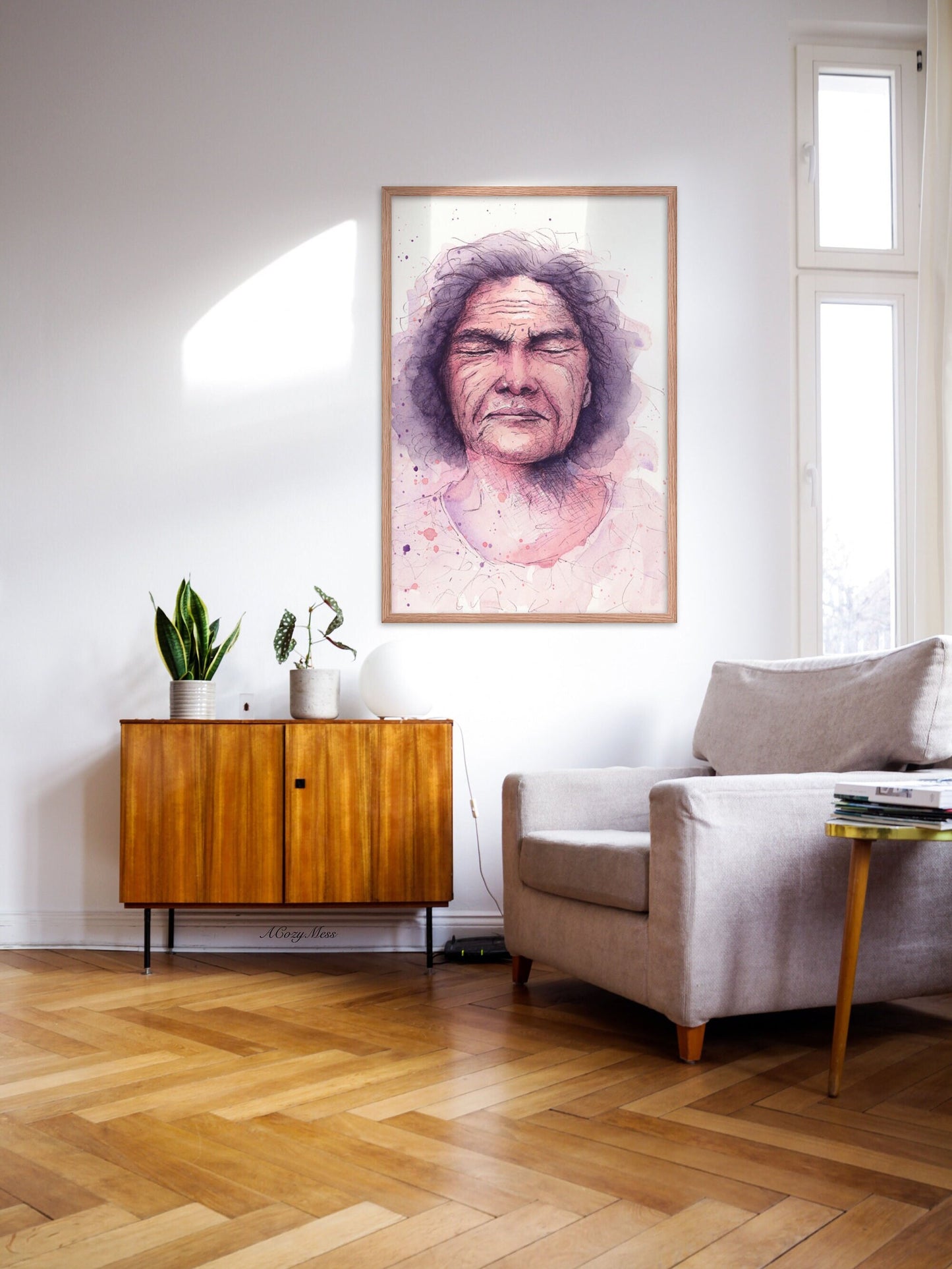 Woman Portrait, Watercolor Painting, Vertical Wall Art Poster