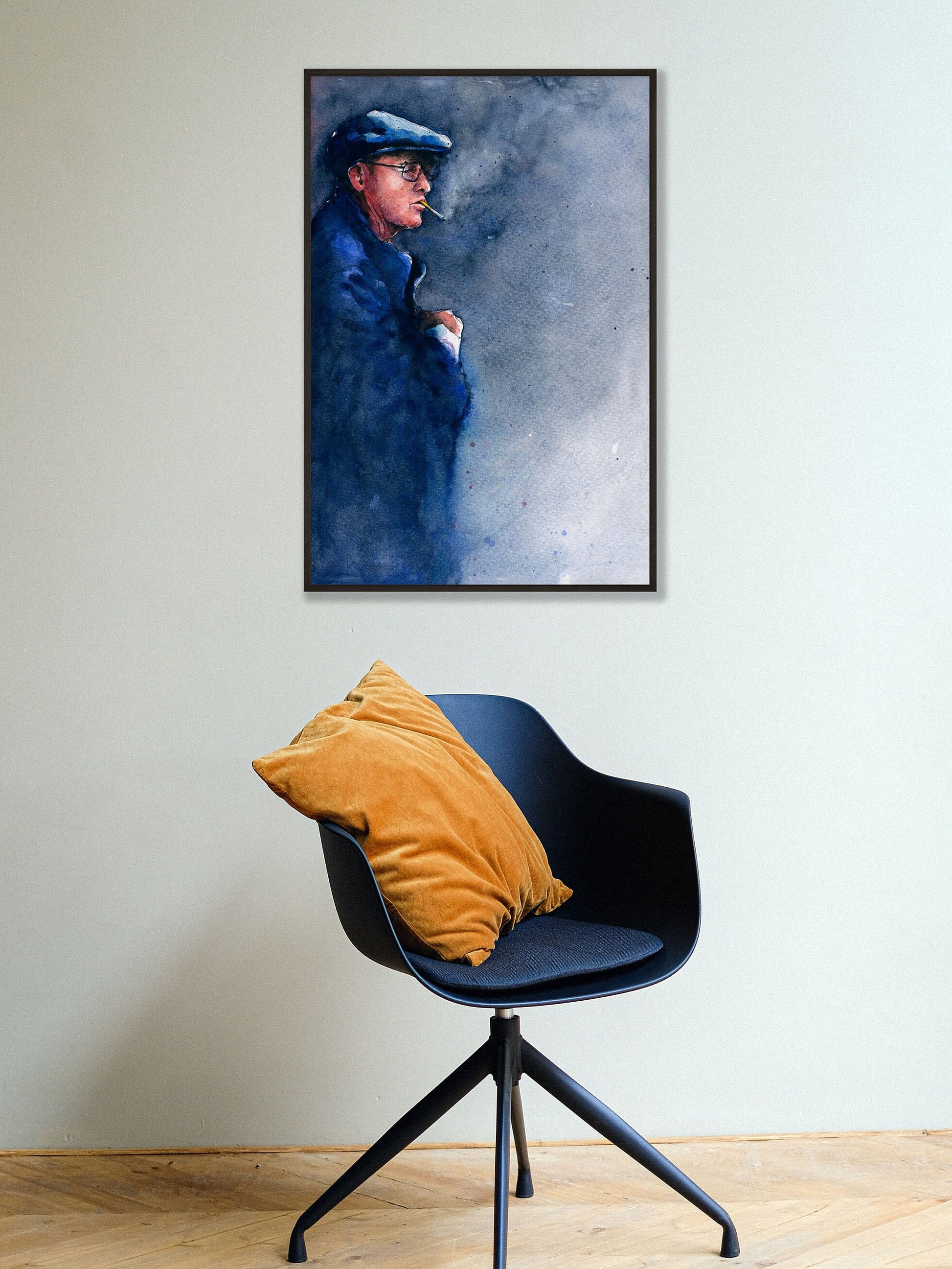 Art Work for Living Room, Watercolor Artwork of a Man, Fine Art Wall Art Poster