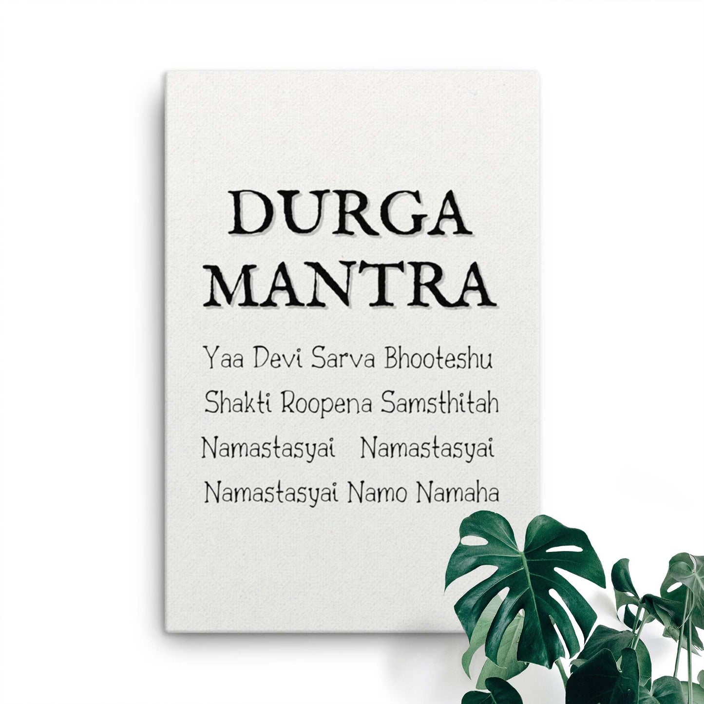 Durga mantra black on white minimalist canvas print